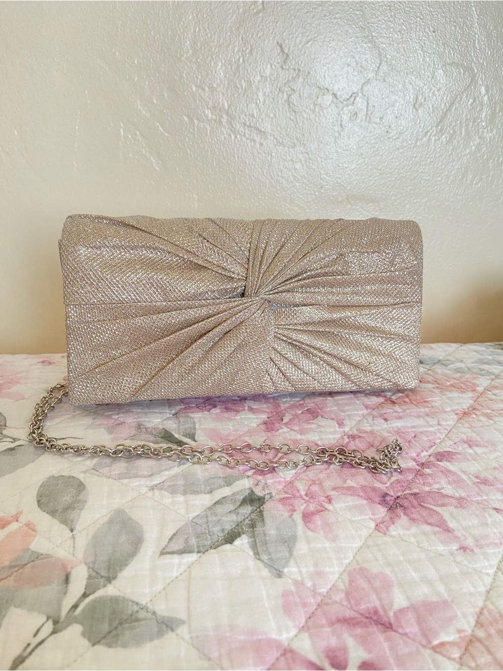 Blush Evening Clutch with Chain Strap